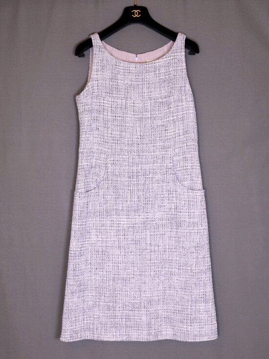 CHANEL Dresses & Skirts - CHANEL Size 40 Lilac Purple White Dress Knee Length